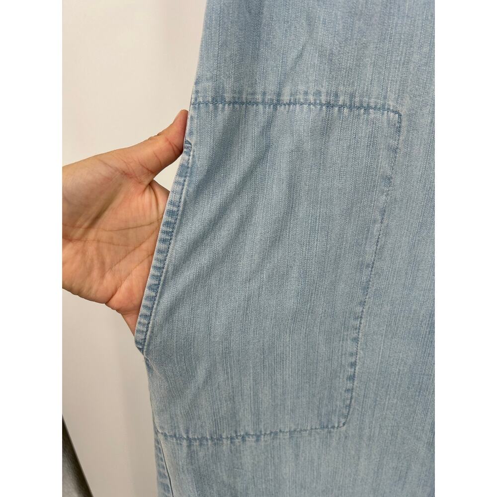 J Jill Denim Midi Dress Sz M Tencel Denim Look Pockets Relaxed Fit Casual Chic - Picture 5 of 6